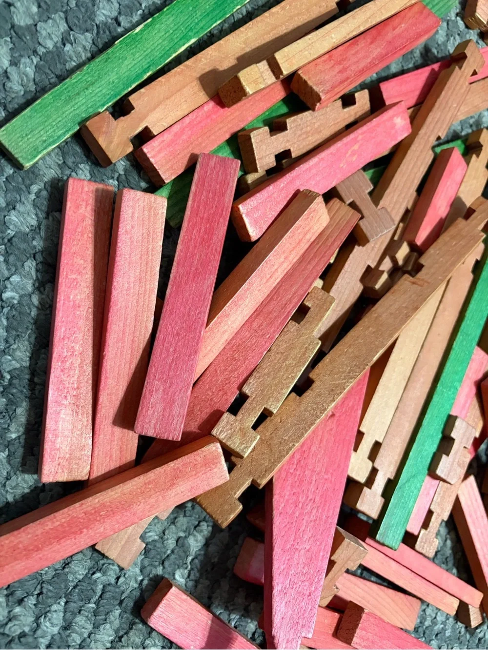82 pcs Lincoln Logs Interlocking Wooden Building Sticks bundle lot